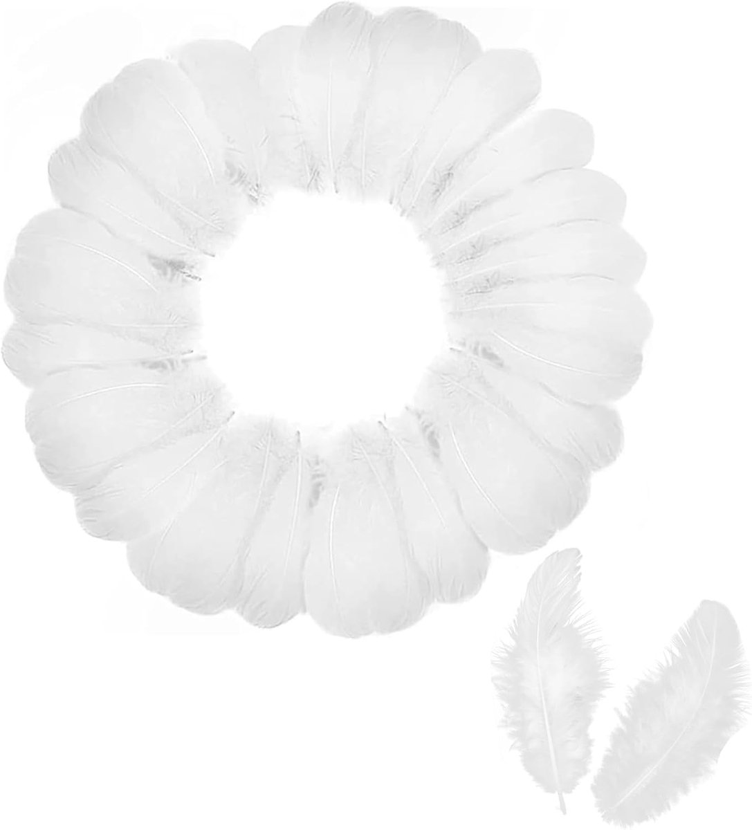 Veren om te knutselen, 5-8 cm grote veren in grote verpakking, kleurrijke veren om te knutselen, voor zelfgemaakte dromenvangers (Wit)