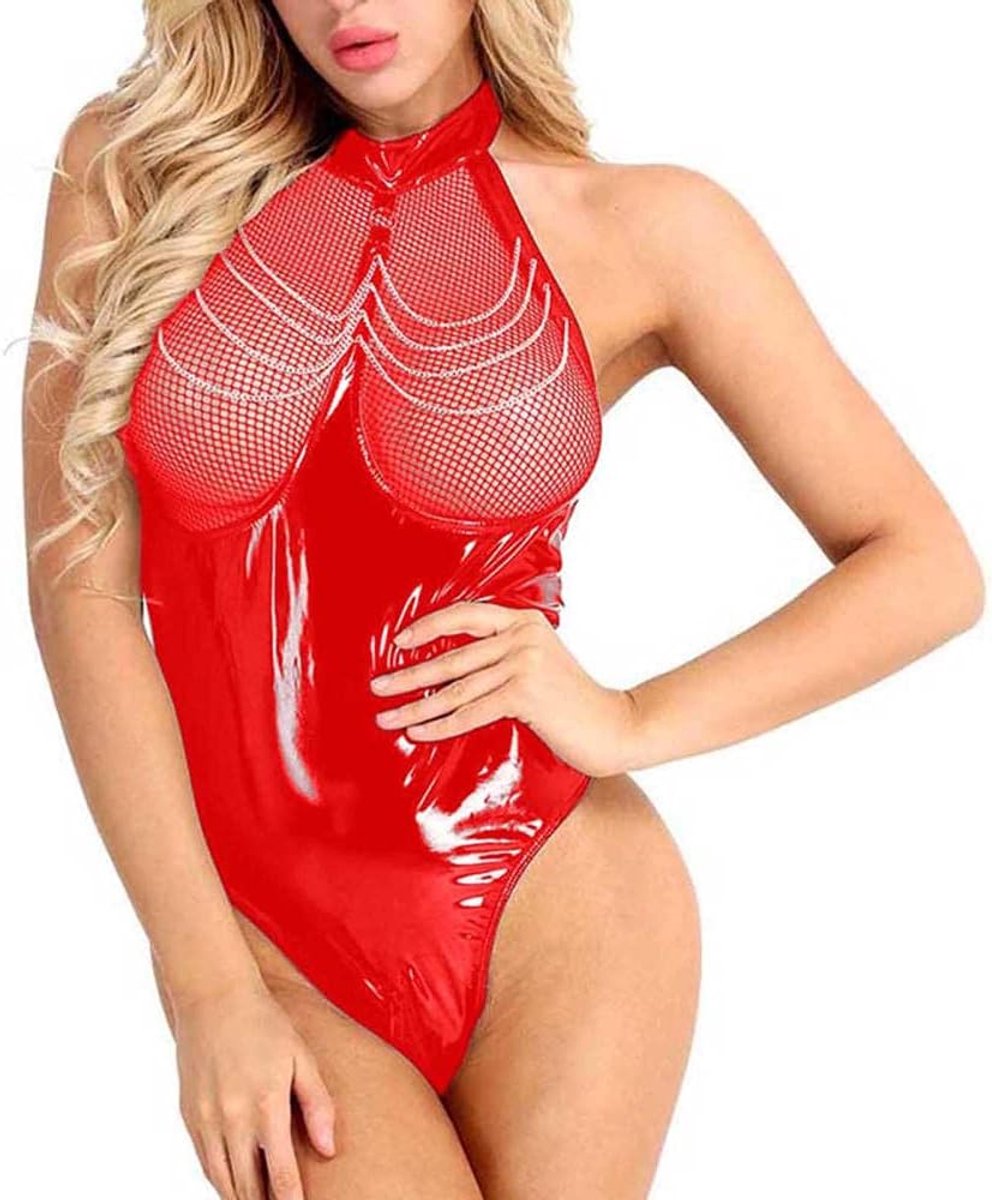 Kleding Dames Lingerie Backless Sexy Lingerie Nachtkleding Vrouw Uitgehold Jurken-red_3XL
