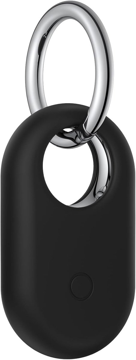 Beschermhoesje voor Samsung Galaxy Smarttag 2, met sleutelhanger, robuuste en krasbestendige siliconen hoes voor honden, sleutels, kinderen, huisdieren, rugzakken, koffers (zwart)
