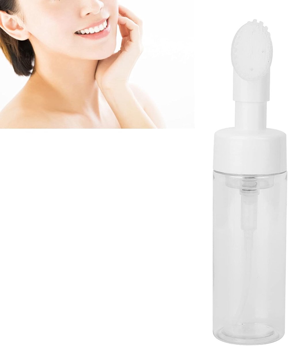 Schuimende fles, transparant met siliconen borstel Hervulbare pompflessen voor handzeep Schuimende shampoo(200ml)