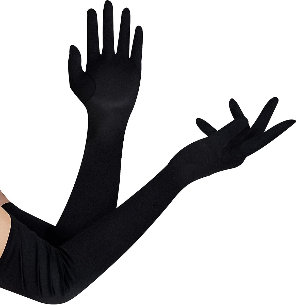Handschoenen, 1 paar satijnen avondhandschoenen, jaren 20-stijl, dameskostuum, accessoires voor bruiloft, opera, party, Halloween, carnaval, kostuum