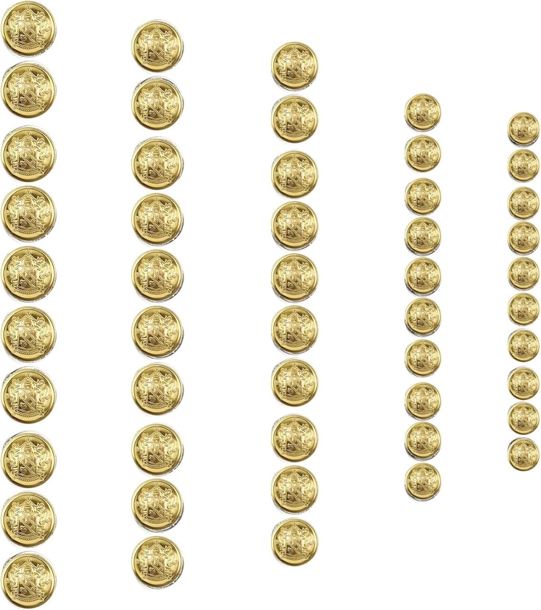 Knopen set voor blazers en pakken - gouden vintage look, 5 maten (15/18/23/25/30 mm) - uniform knopen, handwerk, antiek design