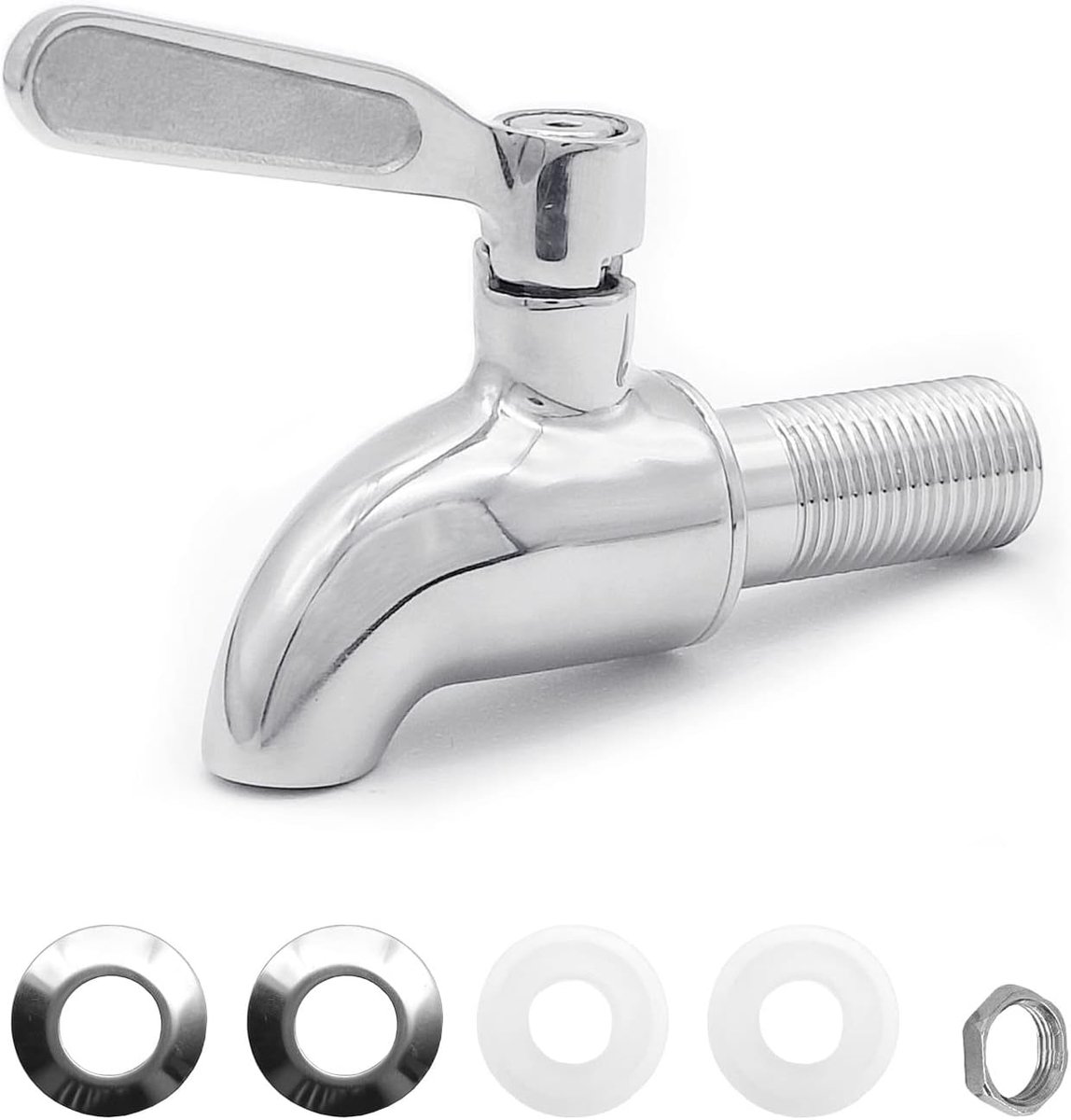 304 roestvrijstalen waterdispenser, reservetaps, drankdispenser, tapkraan voor biervat, glas, container, sap, drinkfontein, 16 mm