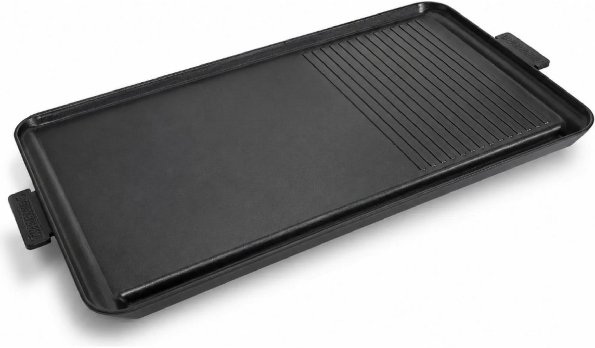 TIROSS Grillpan 53 x 28 cm van aluminium met antiaanbaklaag voor tweepits campingkooktoestel