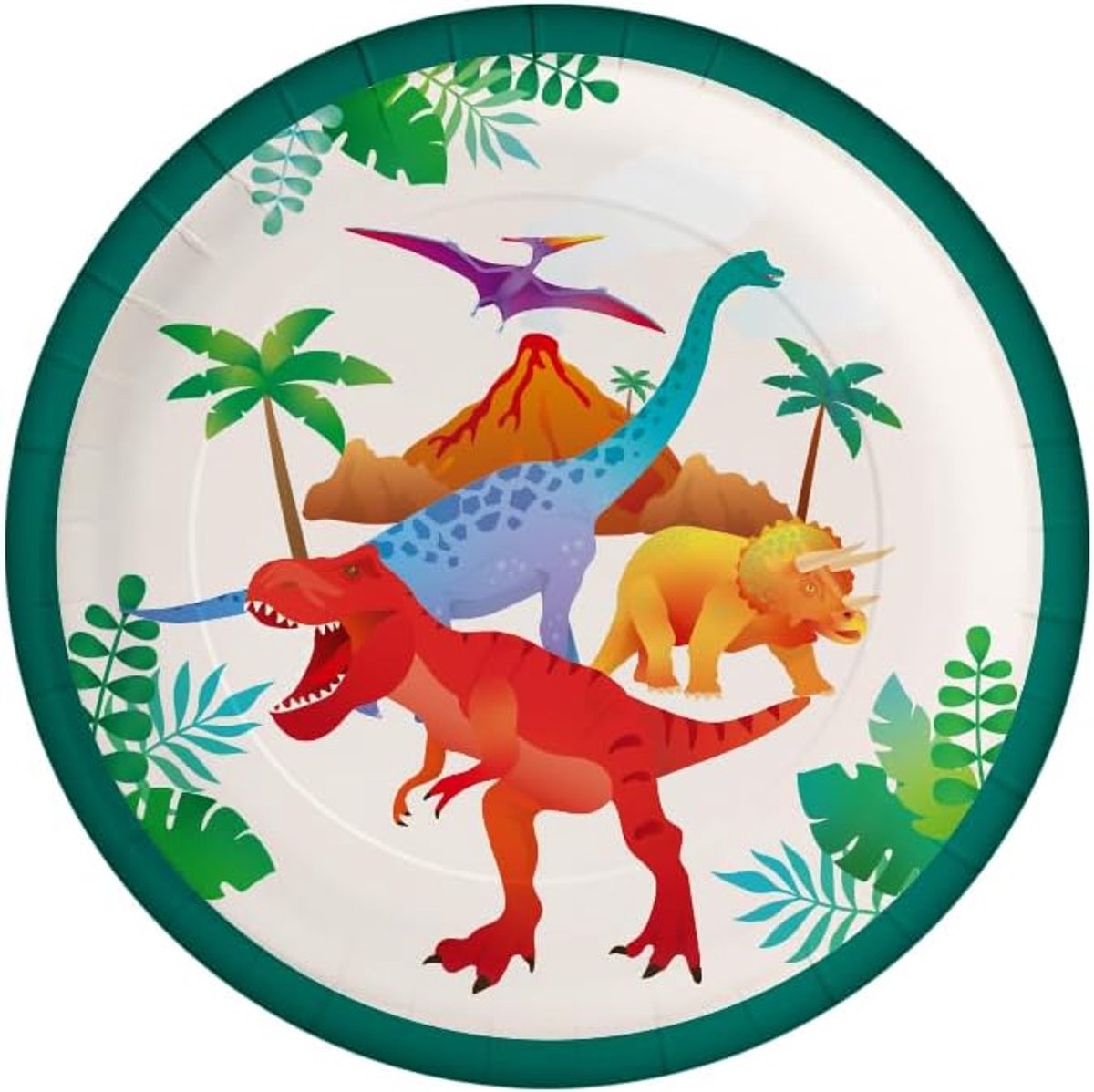 8 stuks papieren borden in dinosaurusmotief - wegwerpservies voor kinderverjaardagen - leuke borden met dinosaurusmotief - papieren borden voor kinderverjaardagsfeestjes - 22,6x22,6x1,6 cm