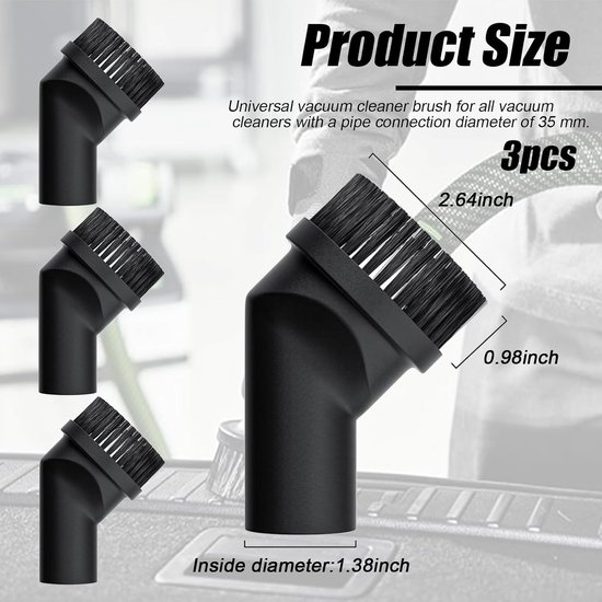 3-delige borstel voor stofzuigeraccessoires - Multifunctioneel accessoire met gegarandeerde compatibiliteit — afbeelding 2