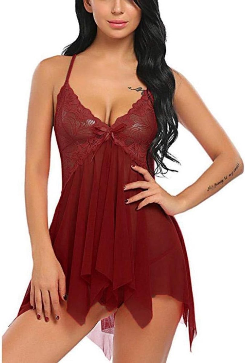 Bodystockings dames Sexy Lingerie Porno Dames Kanten Beha Verleiding Perspectief Ondergoed Erotische Vrouwen Kostuums Nachthemd-Wine_Red_M