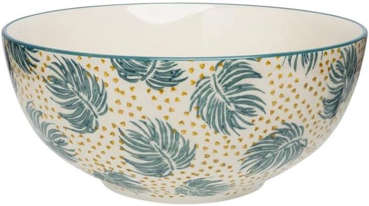 Bowl BOHO CHIC blauwe slakom serveerschaal van aardewerk, handgemaakt, 20 x 20 x 9 cm