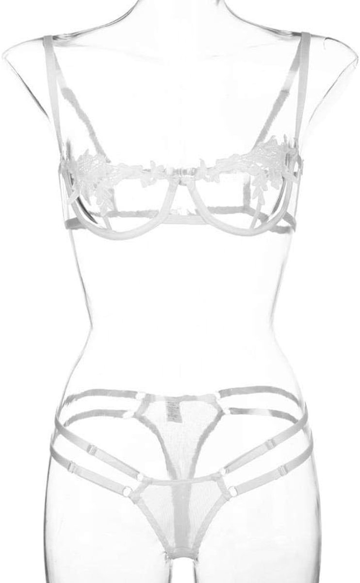 Nachtkleding kant lingerie sexy jurk met string voor damesDames Ondergoed Set Lingerie Set Kanten Applicaties Beugelbeha Lingerie Set Holle Lingerie Bh Set