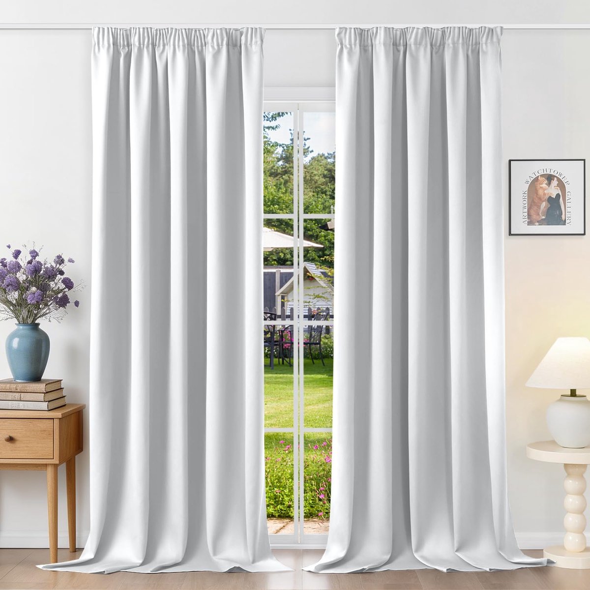 140 x 245 cm (b x h), 2 stuks, met plooiband, bescherming tegen kou en hitte, ondoorzichtig, uv-bescherming, decoratie voor binnen, slaapkamer, woonkamer, grijs