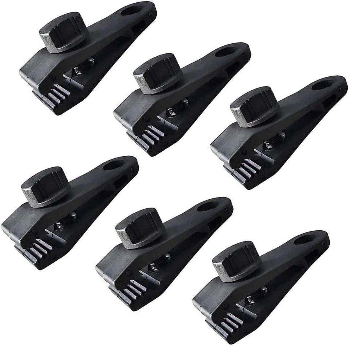 6 stuks zeilklem, luifelklemmen, campingtent, clip, tentaccessoires voor kamperen, dekzeilen, caravan, tuinschaduwdoek, zwart
