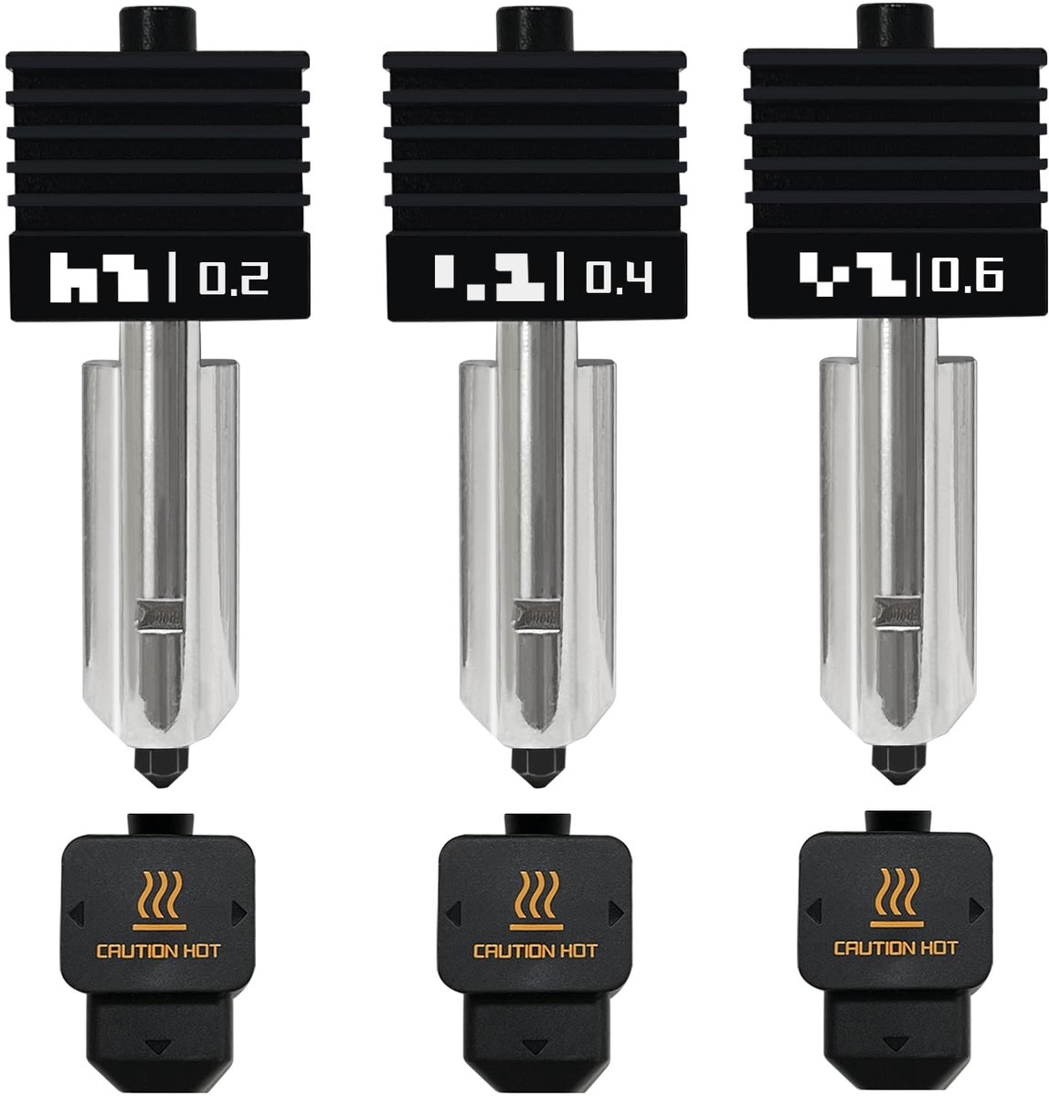 3PK 0,2MM 0,4MM 0,6MM P2S Hotend voor H2S/H2D/H2C/A1/A1 Mini Hotend gehard mondstuk Extruder Snel wisselen Hotend met 3PK siliconen sokkelset Drukkopvervanging voor Bambu Lab 3D-printer