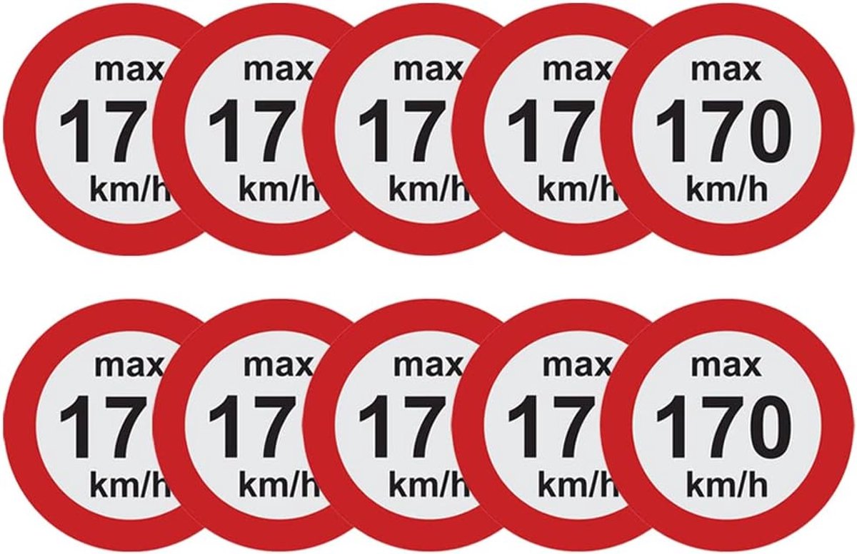 10 stuks snelheidsstickers winterbanden stickers 160-240 km/h zelfklevende vinyl stickers (25 mm x 25 mm) (170 km/h)