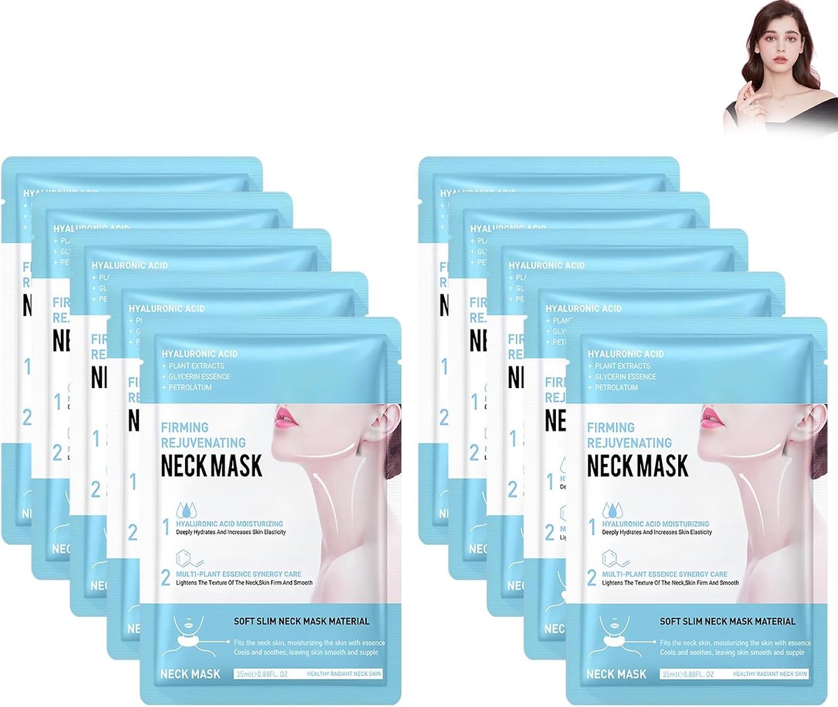 Maskers, halsmasker voor dubbele kin, hydraterend nekverstevigend masker, vermindert fijne lijntjes en rimpels, voor hals en kaaklijn.