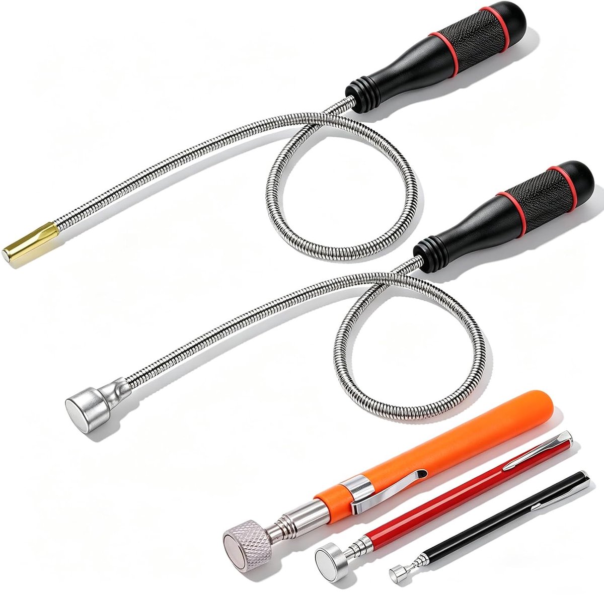 5 stuks telescopische magneetstaven, flexibele magneetlifter met antislip