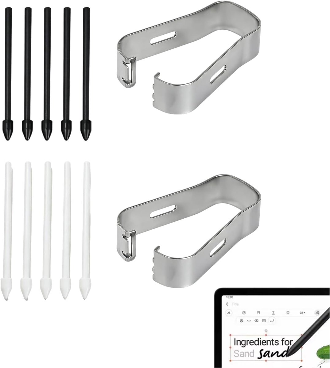 Punten voor S Pen, met pincet, wit + zwart
