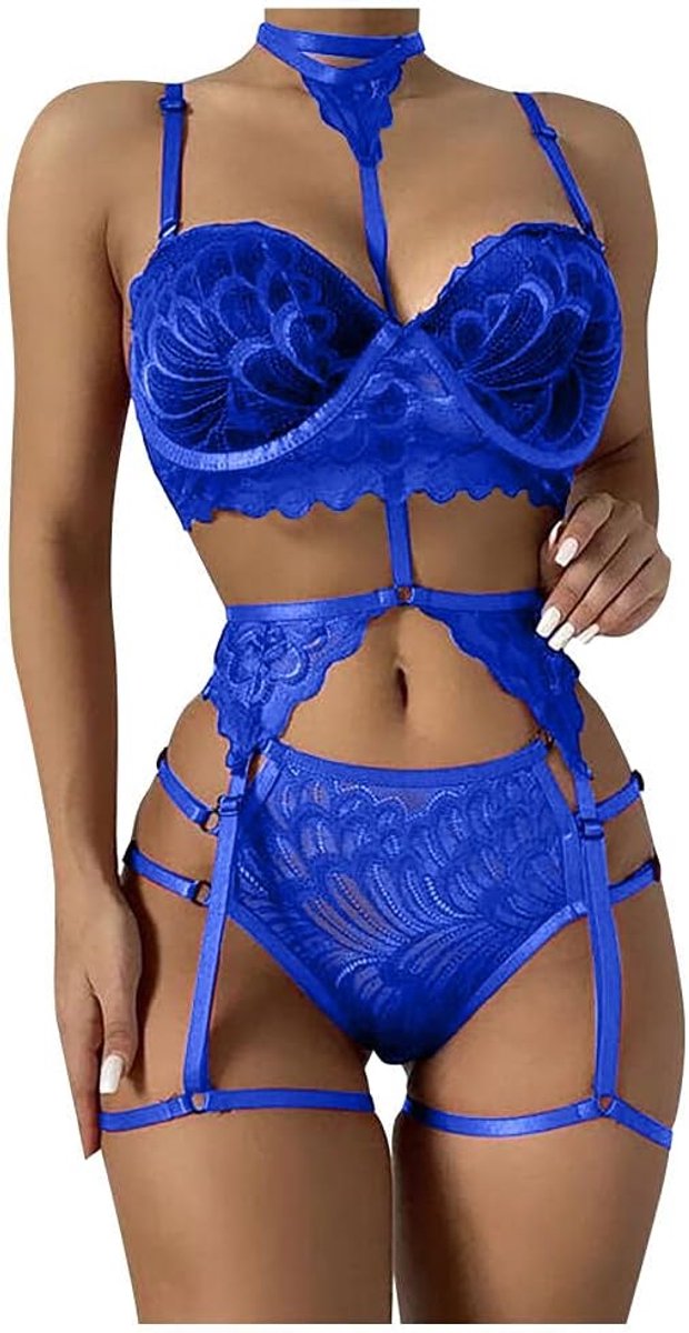 Kleding Sexy lingerie kanten halter bh nachtkleding set