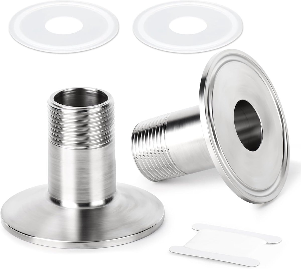 2 stuks 1,5" Tri Clamp naar 3/8" BSP mannelijke 304 roestvrijstalen sanitaire fitting ferrule OD 50,5 mm Home Brew-connector