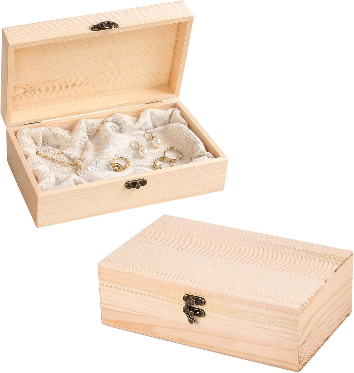Houten Sieradenbox met Scharnierdeksel, 17x13x6cm, Perfect voor Opslag en Cadeaus