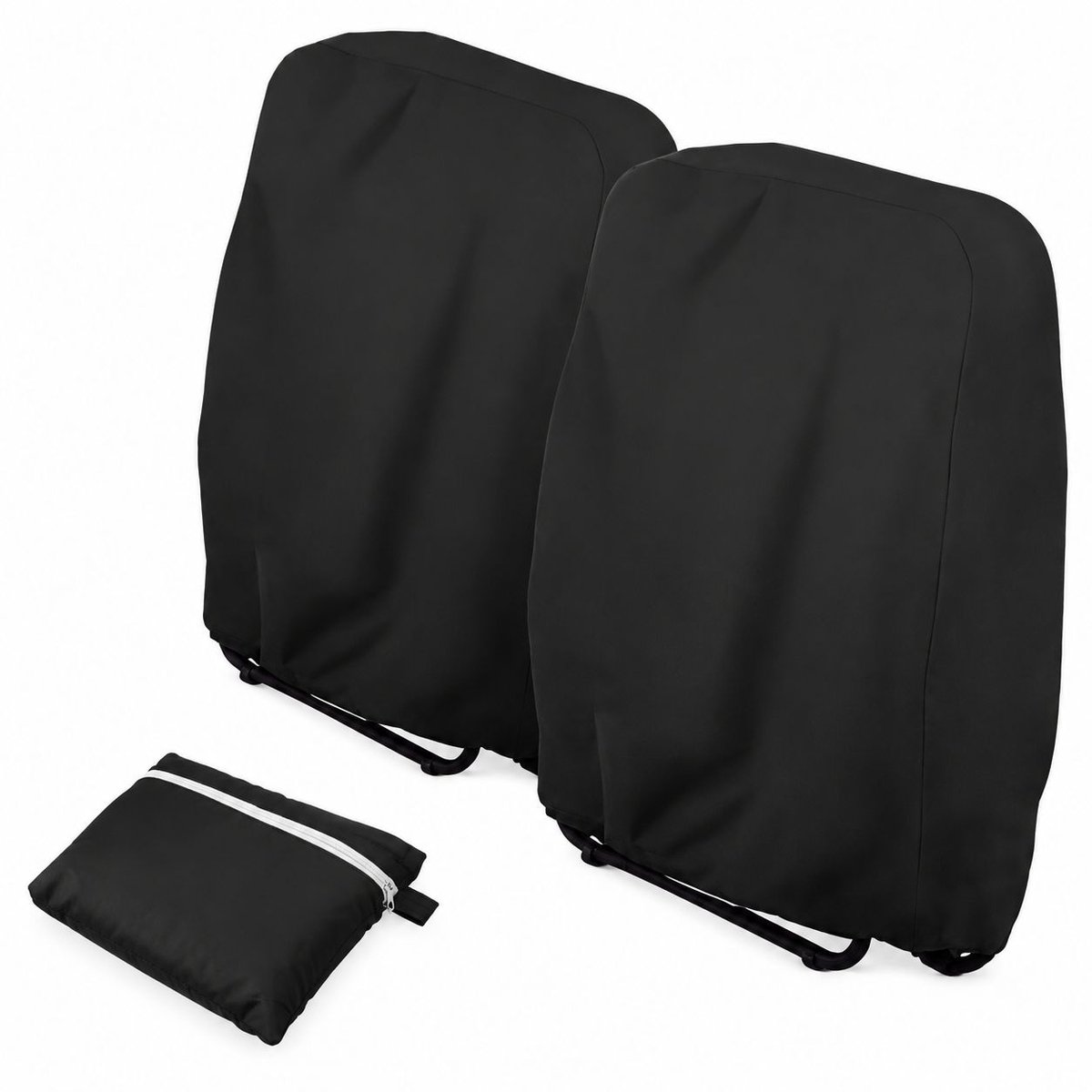 VHV - 2-delige set hoezen - 71 x 34 cm - Zwart - Stoelhoezen - Tuinmeubelhoes - voor tuinmeubelen