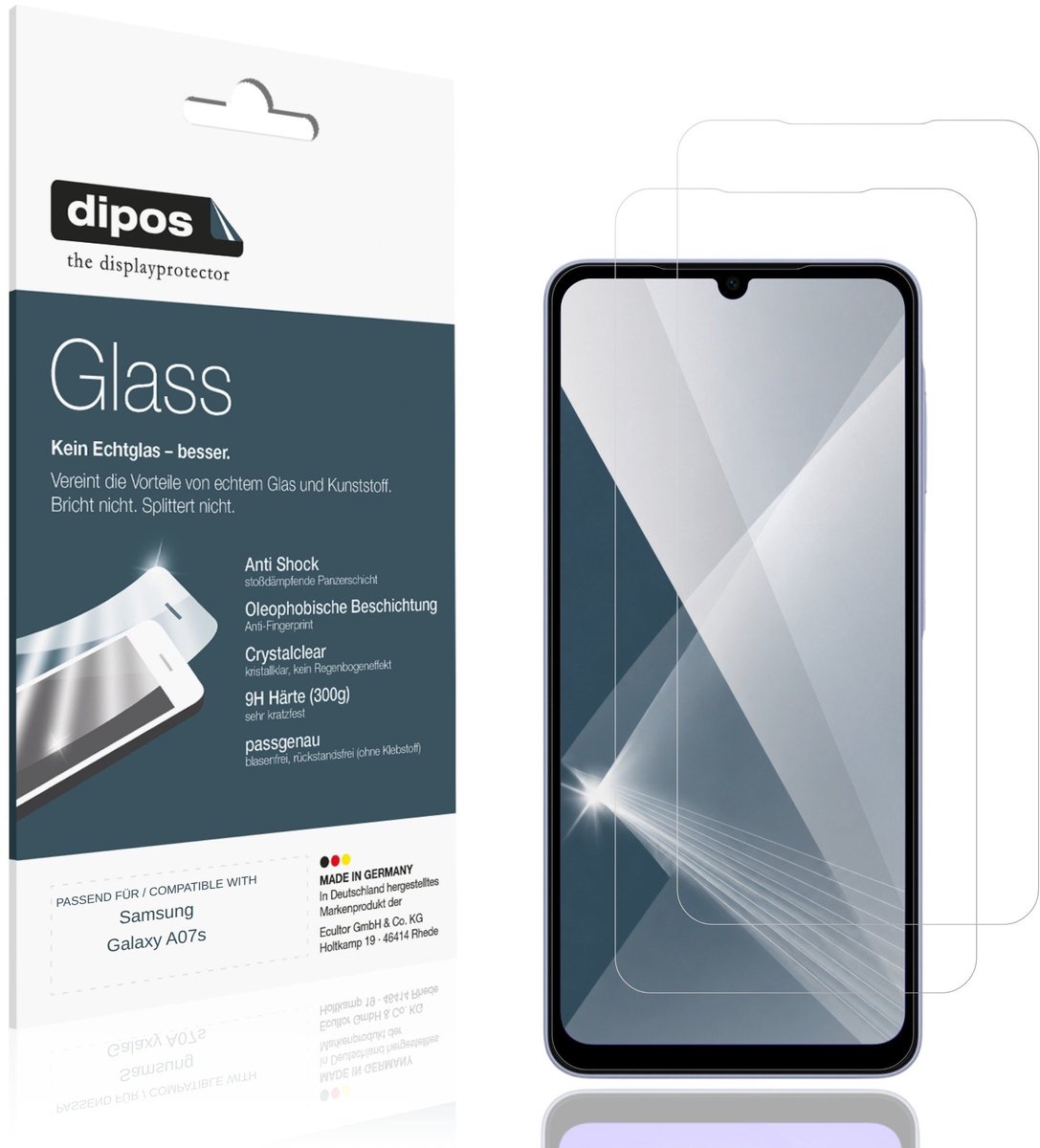 dipos – 2x Pantserfolie geschikt voor Samsung Galaxy A07s | 9H Screenprotector