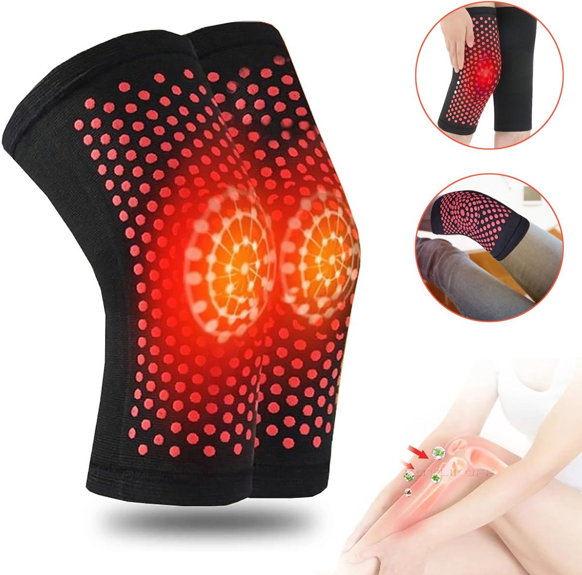 Zelfverwarmende Elastische Kniebandage - Thermische Kniebeschermers - Pijnverlichtende Kniebrace - Winterbeenwarmers