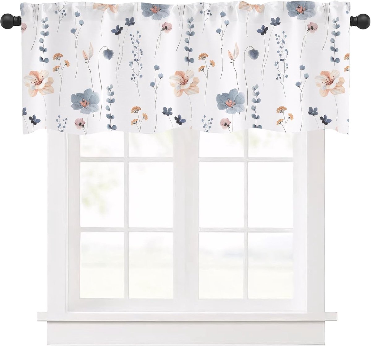 Paneelgordijnen keuken kort gordijn met bloemenprints landelijke stijl volants, beige