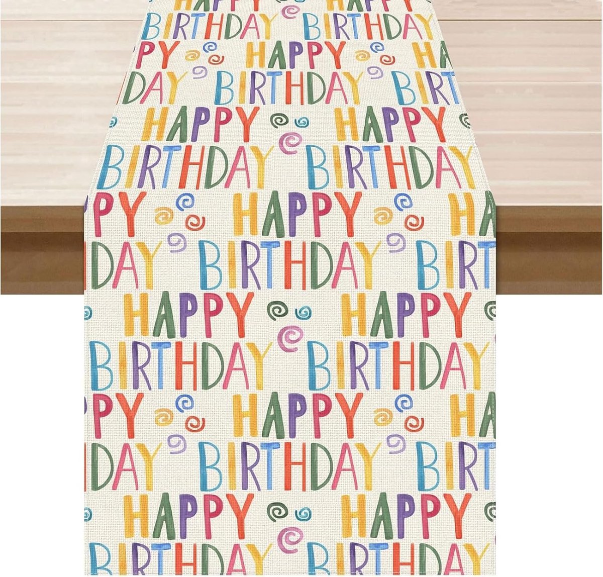 Tafelrunner verjaardag met Happy Birthday opschrift, 180 x 35 cm, stijlvolle tafeldecoratie voor vrouwen meisjes feestje, ook ideaal als tafeldecoratie eerste schooldag 2025