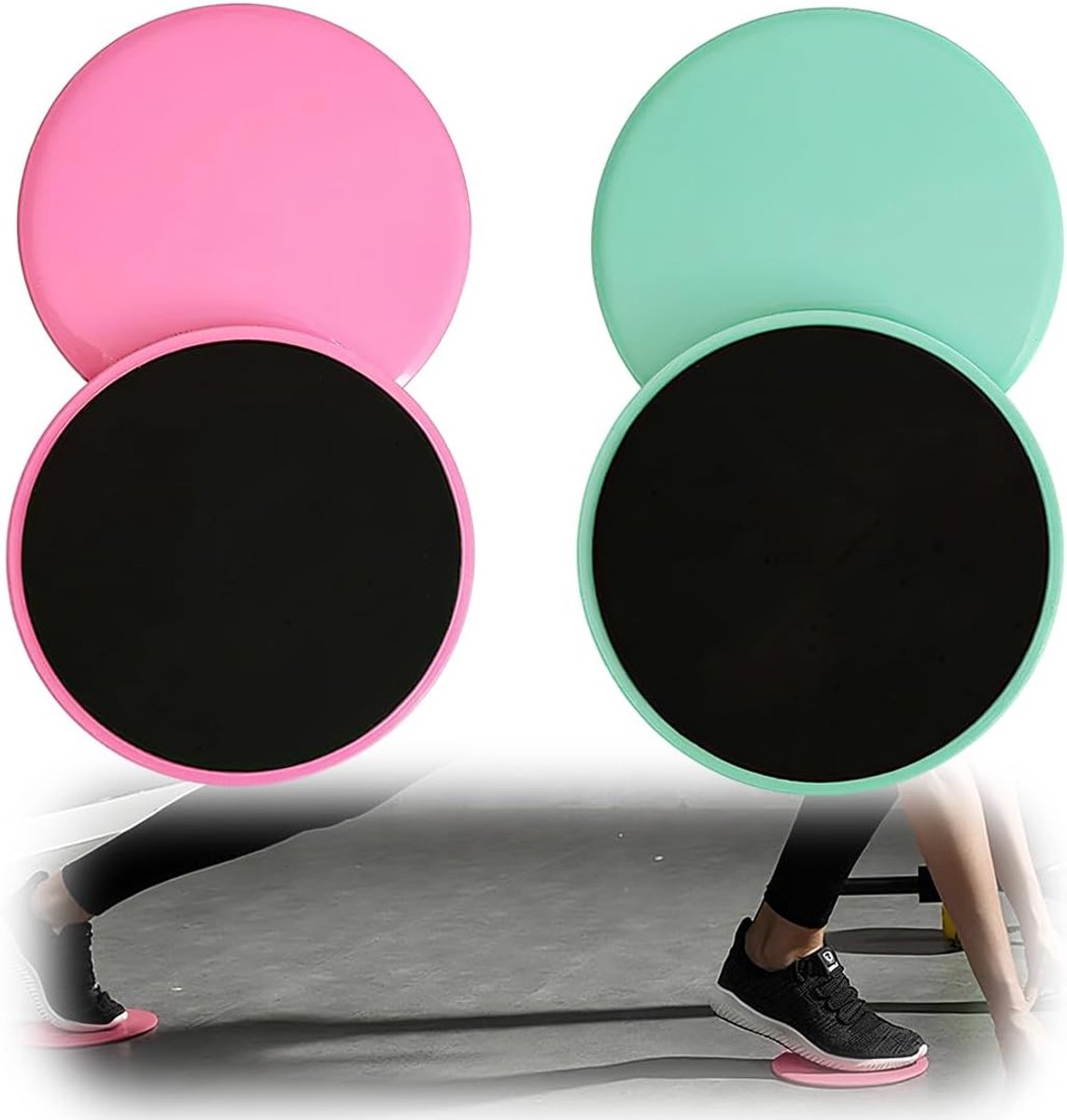 Slide discs fitness disc set - dubbelzijdig - roze - ideaal voor buikspieroefeningen - ShopVlot