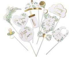 Artifetes Photobooth Kit 11 Accessories Oh Baby Eucalyptus Gold Plated and Gold - ShopVlot