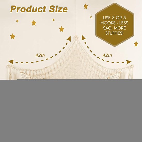 Cuddle Storage Macrame Cuddle Storage Stuffed Toys for Kids Room Bedroom (White) - ShopVlot — afbeelding 2