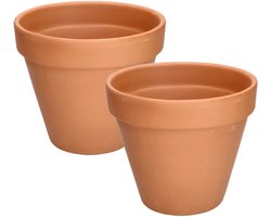 KOTARBAU® Terracotta Bloempot Ø 19 cm - Terracotta Plantenpot met Afvoergat 2 unidades Bloempot - Ongeglazuurde Keramiek - 17 cm hoog - Terracotta