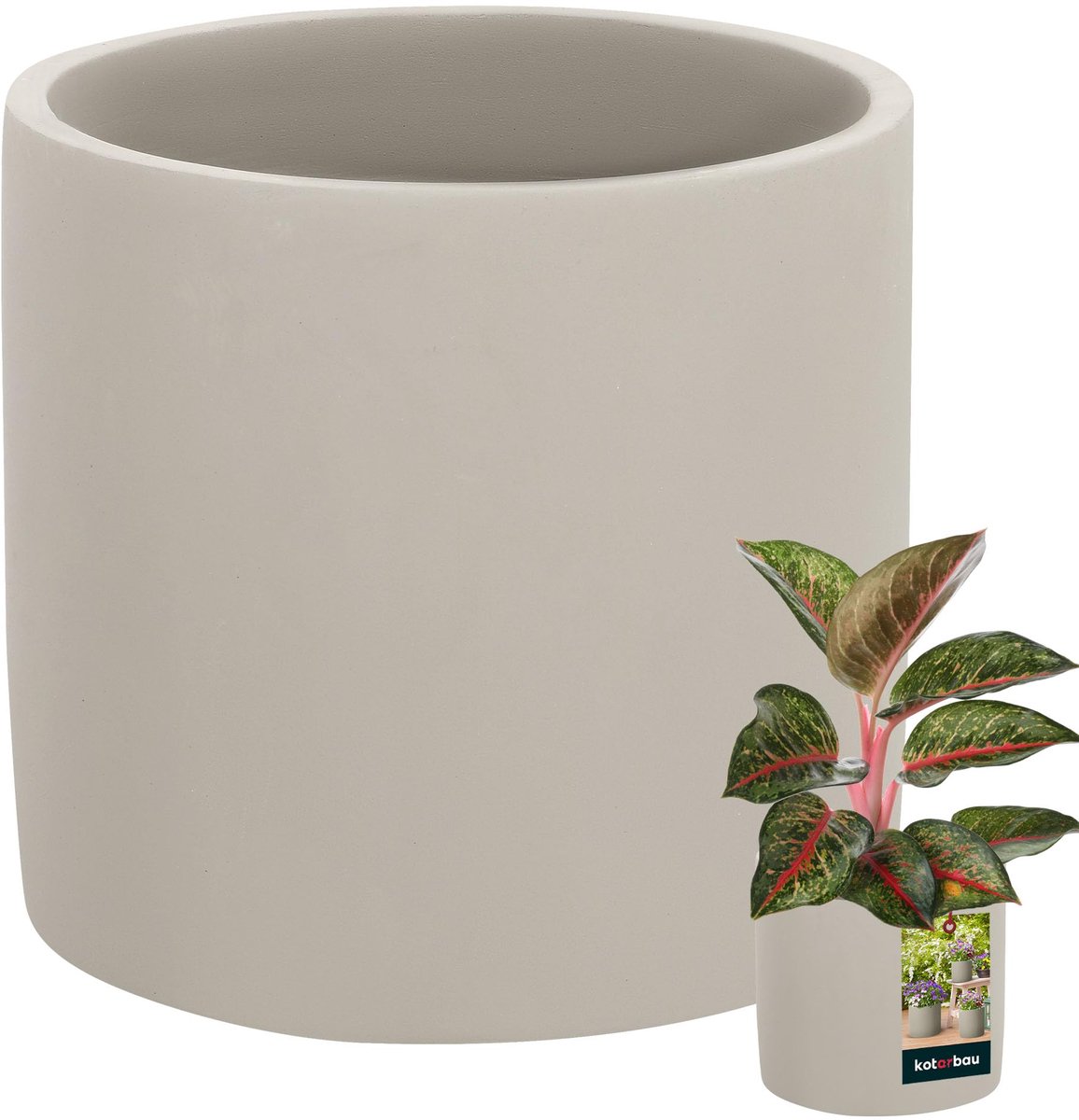 KOTARBAU® Bloempot - Plantenpot - Sierpot - Binnenpot ⌀ 16 cm Keramische Bloempot voor Binnen - 15 cm hoog - Betonlook - Ongeglazuurd keramiek - Mat - Grijs