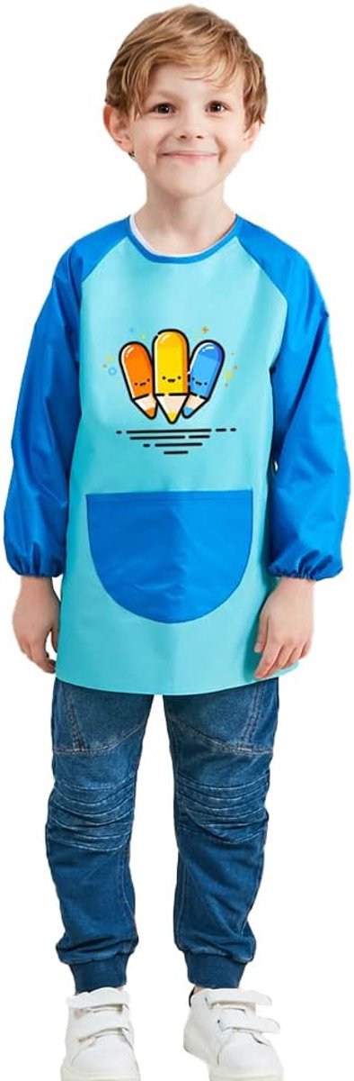 Schilderschort kinderen lange mouwen waterdichte schilderjas meisjes jongens keukenschort smok voor school kunst - ShopVlot
