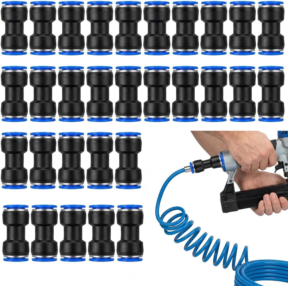30pcs Pneumatic Connectors, 6mm Push-in Straight Air Hose Fittings - ShopVlot