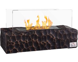 Bio-ethanol tafelhaard - Sfeerhaard met glazen veiligheidspaneel - 0.15L brander - 33x16x18 cm - Zwart