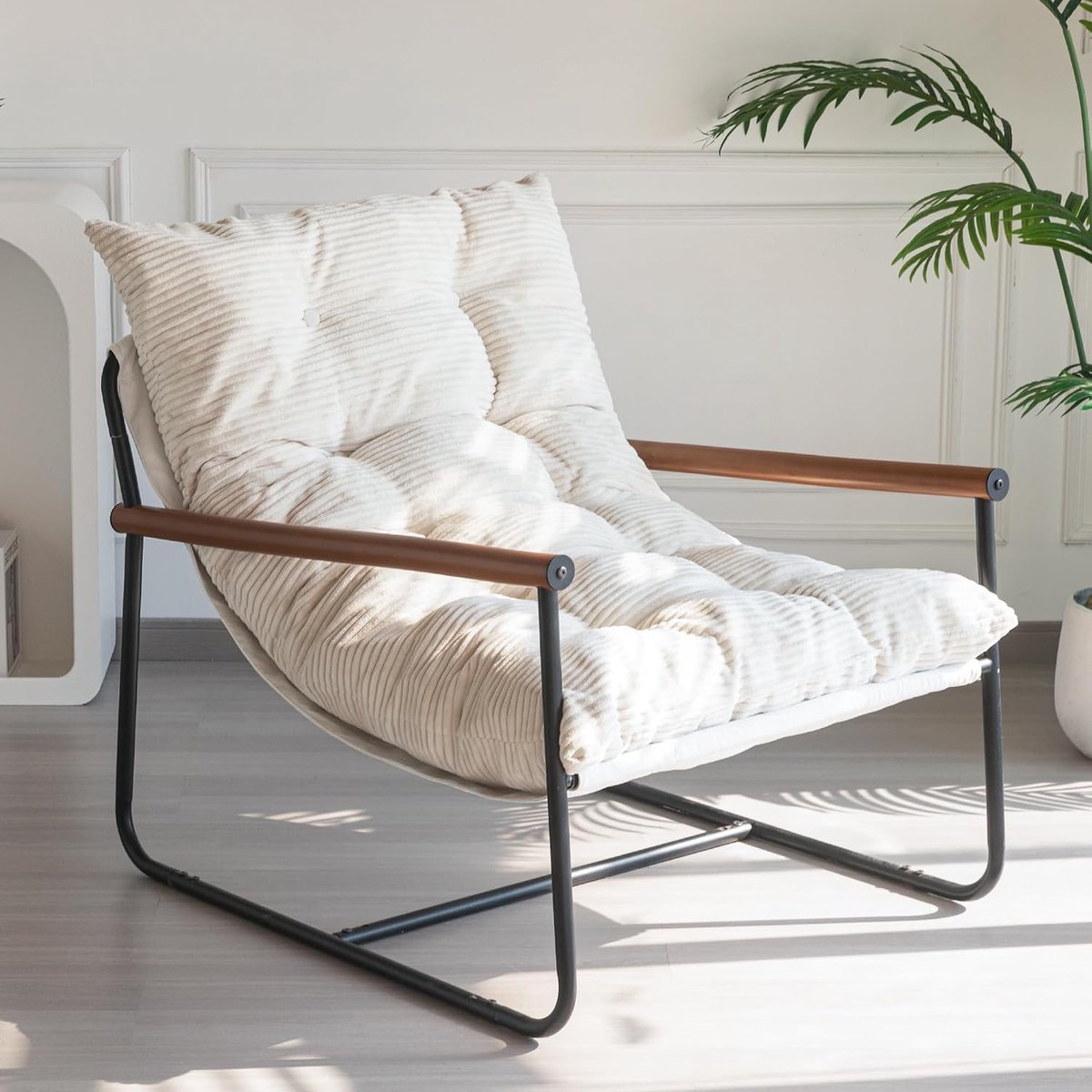Fauteuil voor woonkamer, modern, leesstoel met armleuningen, corduroy, moderne loungestoel, ergonomische relaxstoel voor woonkamer, slaapkamer