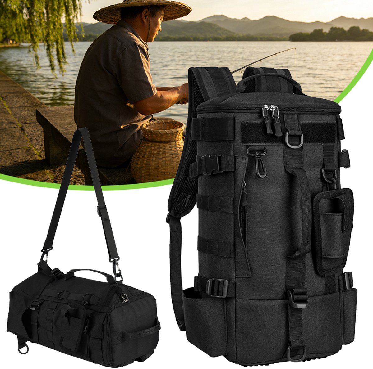 Rugzak Voor Visgerei - Multifunctionele Slingbag Met Grote Capaciteit - Visrugzak - Voor Vissen Kamperen