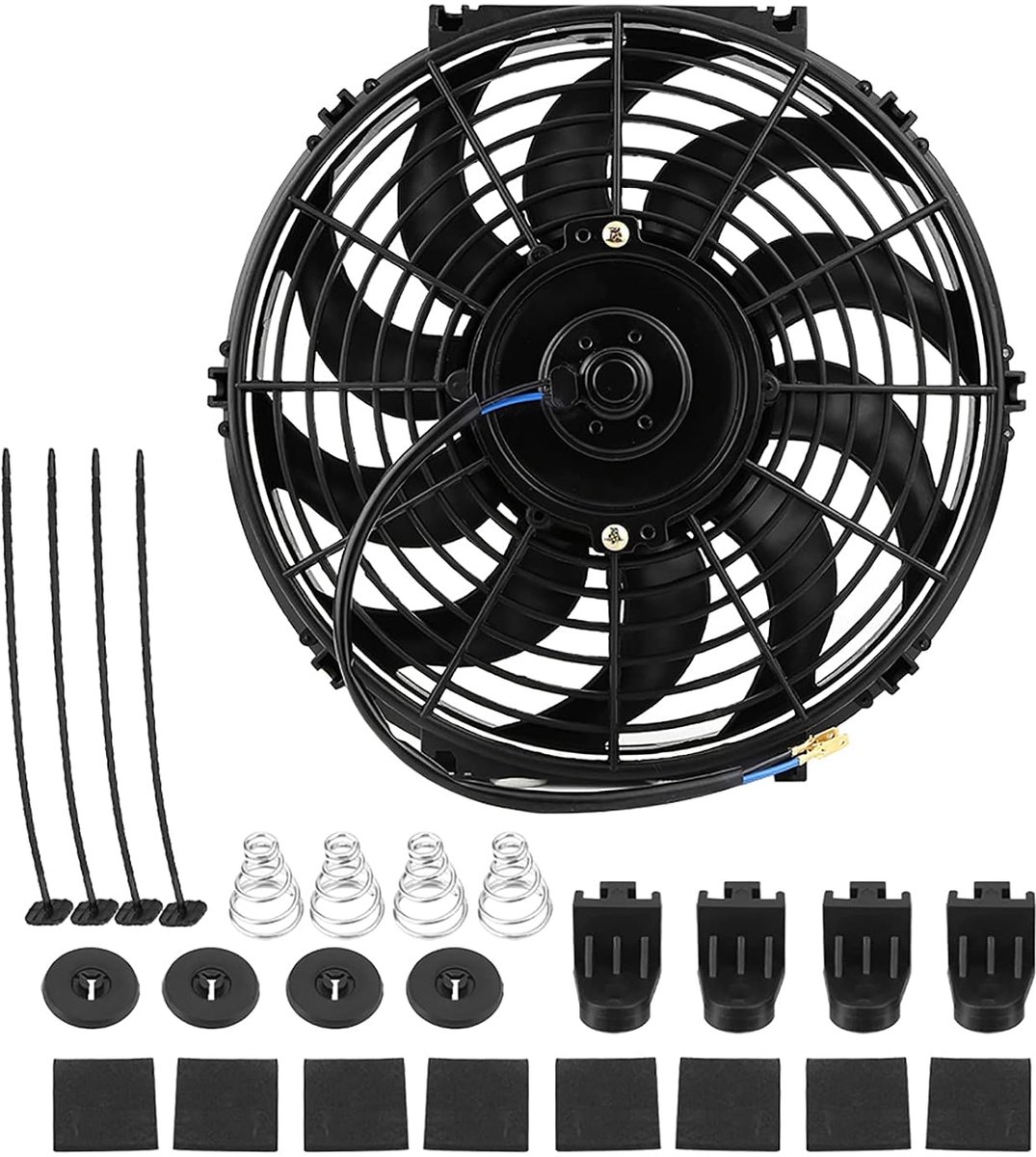Koelventilator, 30 cm, 80 W, Motorventilator, Slim Ventilatorwiel, Elektrische Push-Pull-Ventilatormotor met Montageset