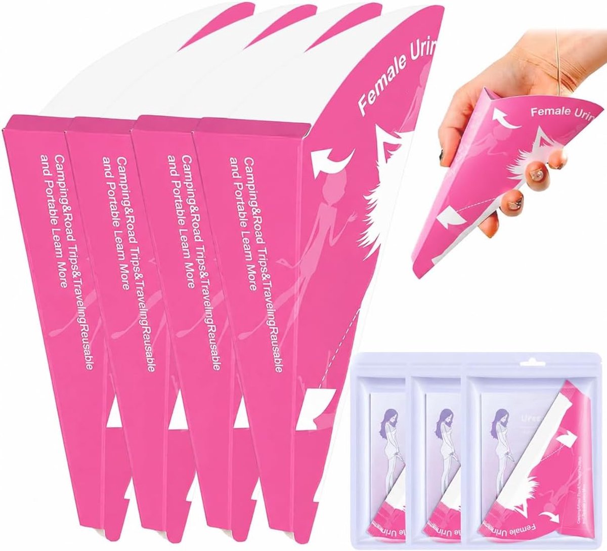Pipi-kegels voor dames, 30 stuks, USA en trechter voor dames, pee-trechter, campingtoilet, wegwerppapier voor kamperen, wandelen