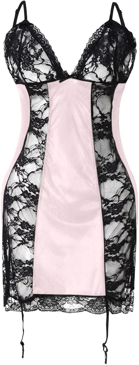 Sexy dameslingerie, body, kant, transparant, tule, mouwloos, elegant, licht, chique, open rug, verstelbare bandjes, nacht, avond A83
