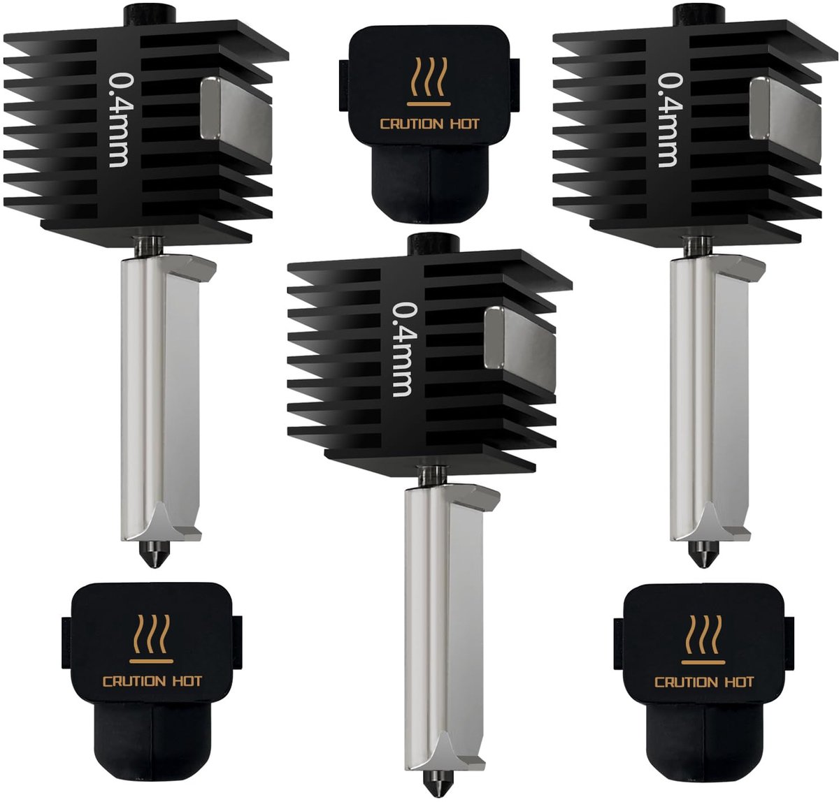 3 stuks 0,4 mm A1/A1 Mini/A2L hotend kits, afneembaar gehard stalen mondstuk