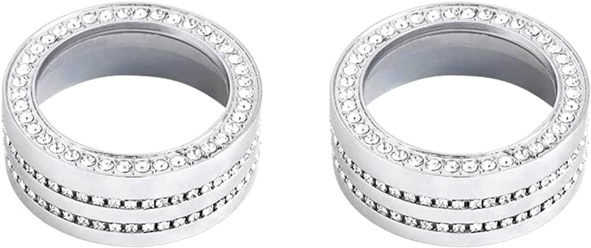 Interieur Trim Bling Accessoires geschikt voor Land Rover Discovery 4 Discovery Sport Auto Wijziging Accessoires Vrouwen Strass Crystal Decals Accessoires Tweeter horn ring 2pcs/set ZILVER
