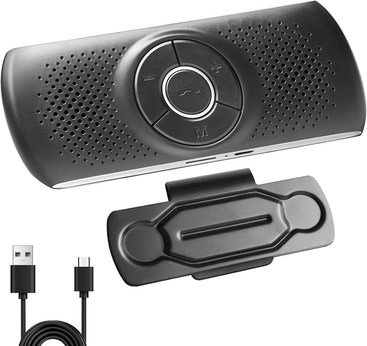 Handsfree-installatie voor auto, Bluetooth 4.2, handsfree, met clip, geïntegreerde microfoon, TF-kaartsleuf, luidspreker automatisch opnieuw verbinden voor GPS, muziek, oproepen, volumeregeling