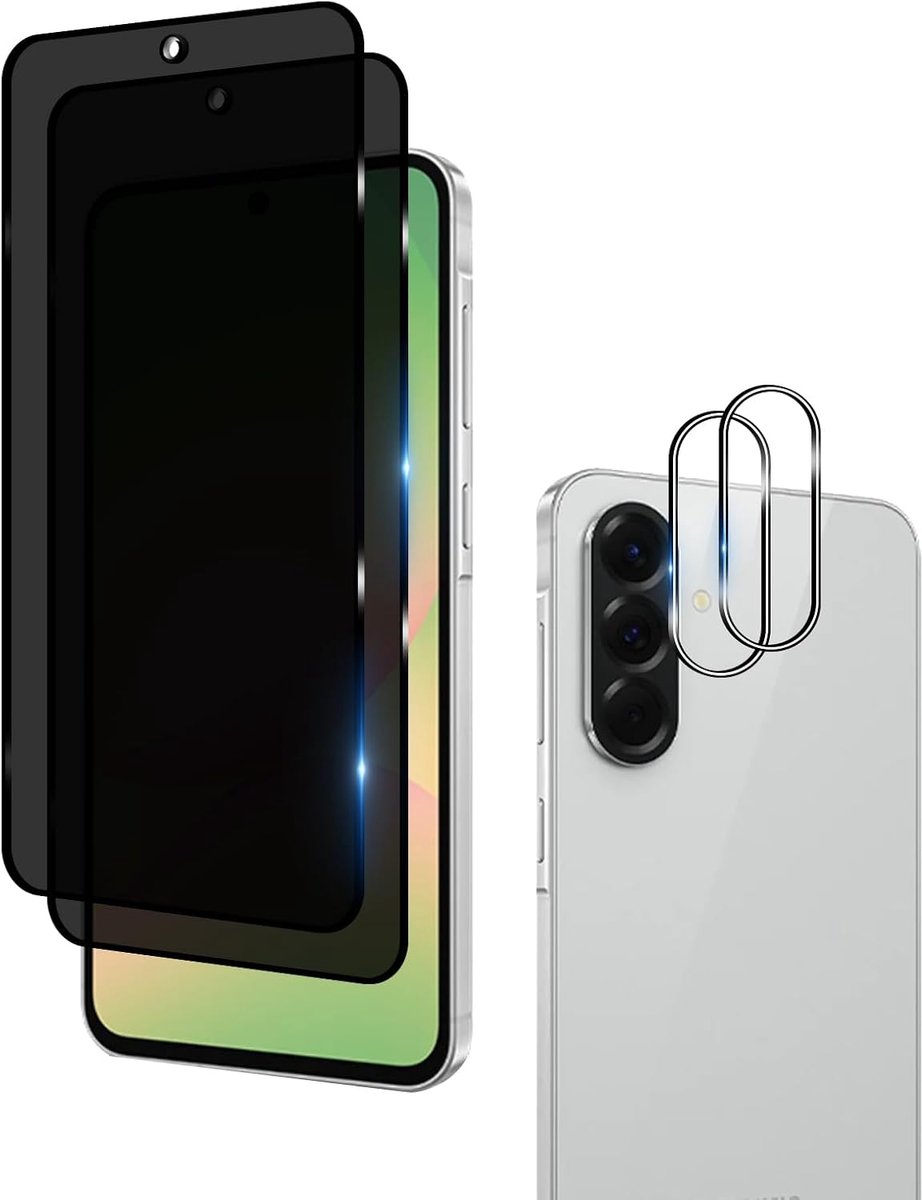Screenprotector voor Samsung Galaxy A36 5G / A56 5G, 2 stuks, beschermfolie voor Samsung Galaxy A36 5G / A56 5G, 2 stuks camerafolie, hardheid 9H, anti-krasfolie, compatibel met