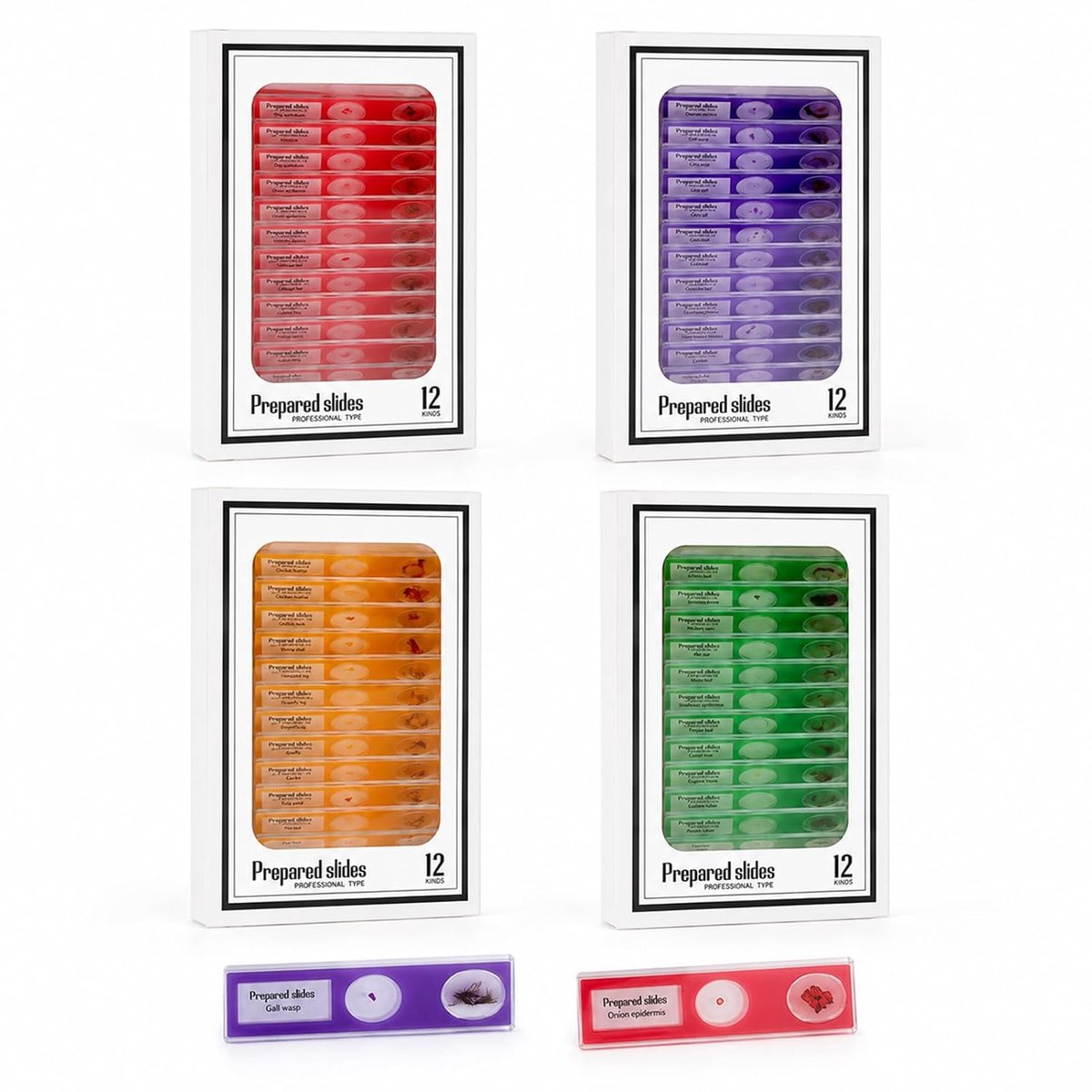 48 stuks objectdragers, microscoopaccessoires, microscooppreparaten, kunststof voorbereide microscopen, stereomicroscoopfolie voor studenten, verlicht onderwijs, met insecten, dieren, bloemen, planten