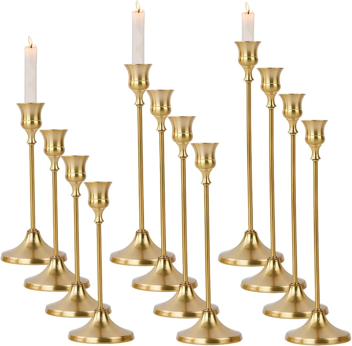 12 stuks kandelaars goud, kandelaar staafkaarsen kandelaar gouden
