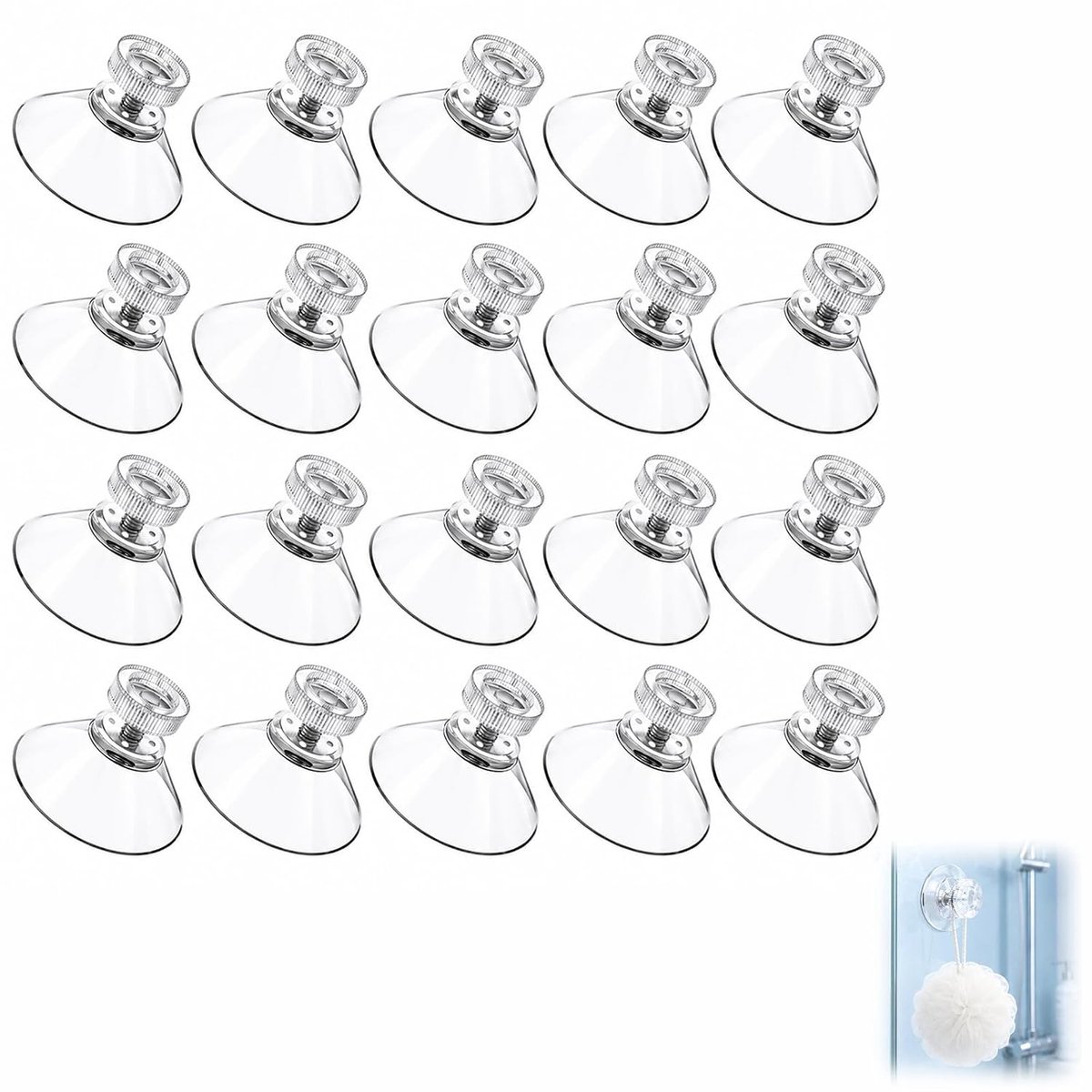 20 stuks zuignappen Ø 30 mm met schroeven en moeren, universele zuignap, mini-zuignap van pvc voor glas, tegels, zonneklep, lichte plaat, autodecoratie, bevestiging zonder boren