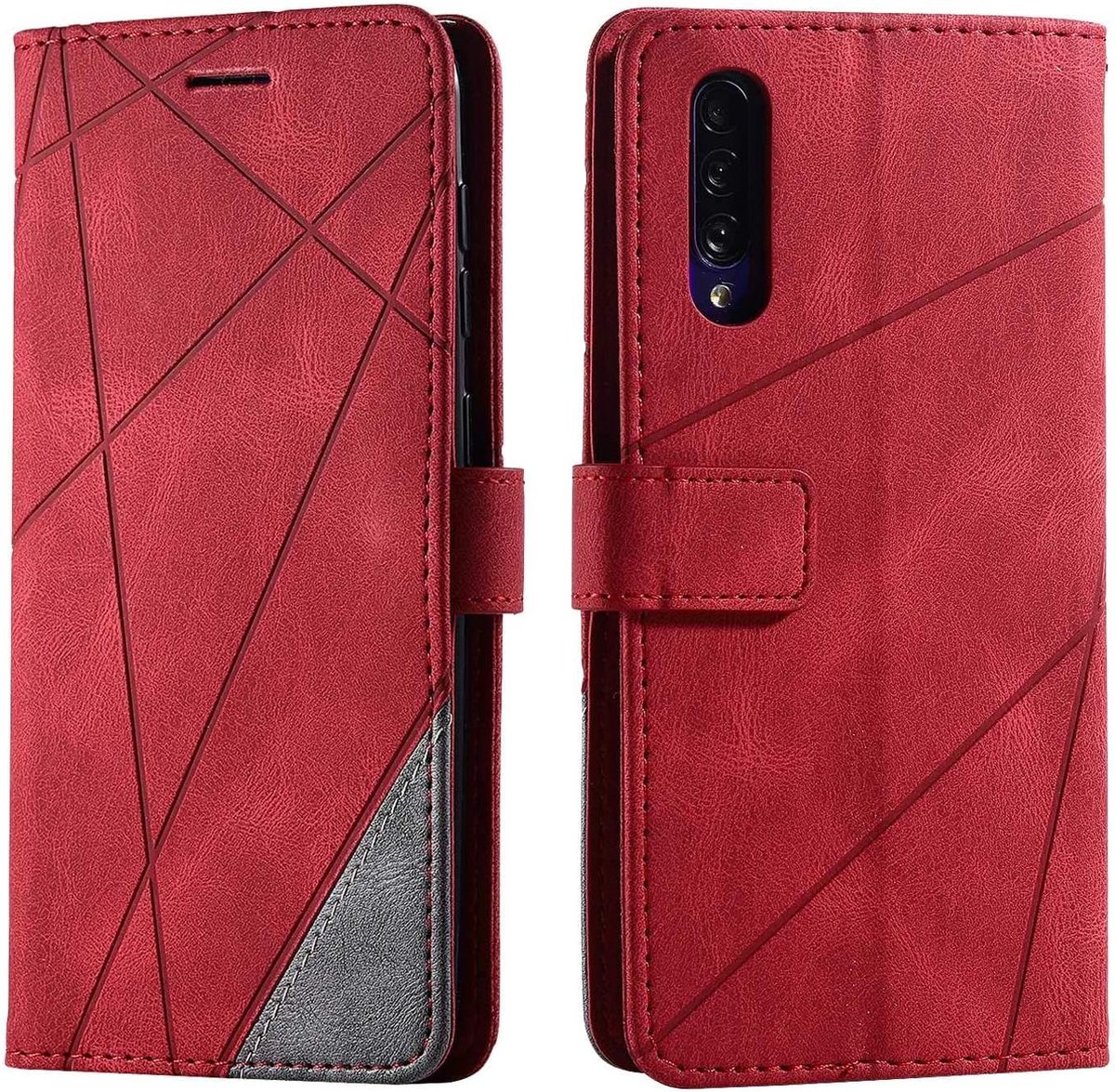Hoesje voor Galaxy A50, PU Lederen Beschermhoesje Flip Beschermhoes Telefoonhoes Telefoonhoesje voor Galaxy A50, Rood