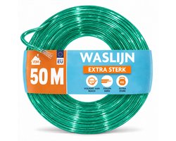 LaundrySpecialist Waslijn - Waslijndraad - Wasdraad - Waslijndraad met stalen kern - 50 meter met stalen kern - Groen